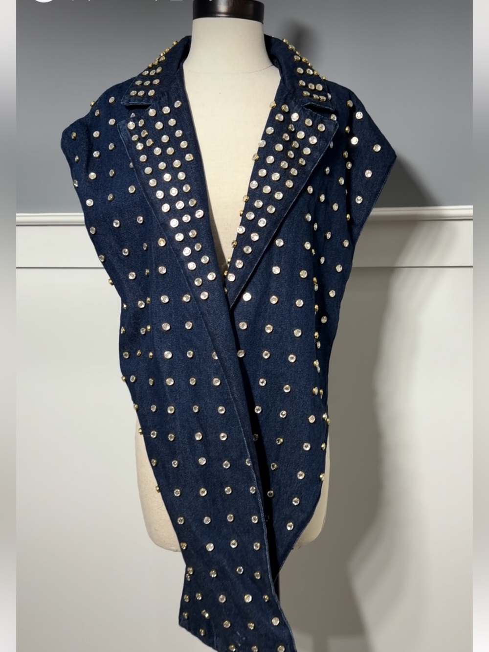 AKIRA Denim Stud Diamond Vest